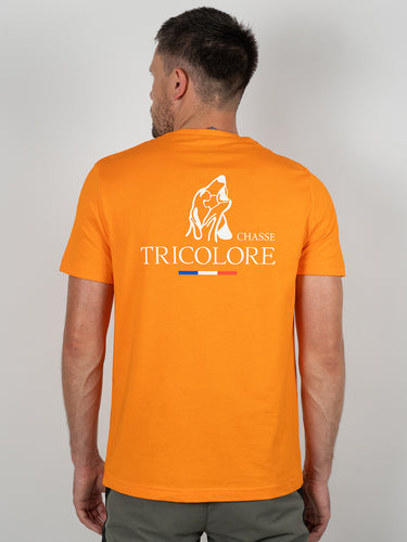 t-shirt logo blanc chasse tricolore - orange