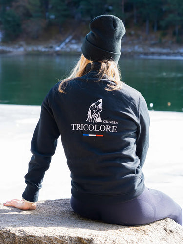 Sweat col zippé Premium  Chasse Tricolore - noir