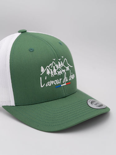 Casquette premium Amour du chien - Vert foncé / Blanc
