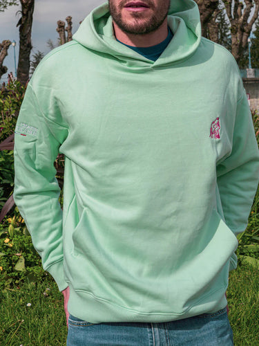Sweat capuche oversize unisexe Tête de chien - vert