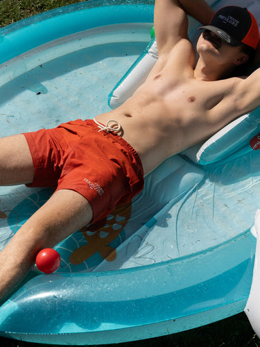 Short de bain - Rouge orangé