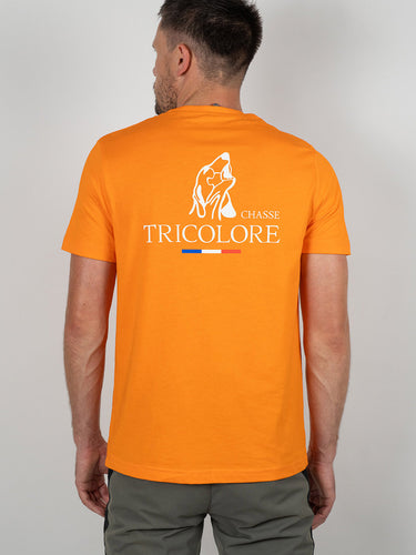 t-shirt logo blanc chasse tricolore - orange