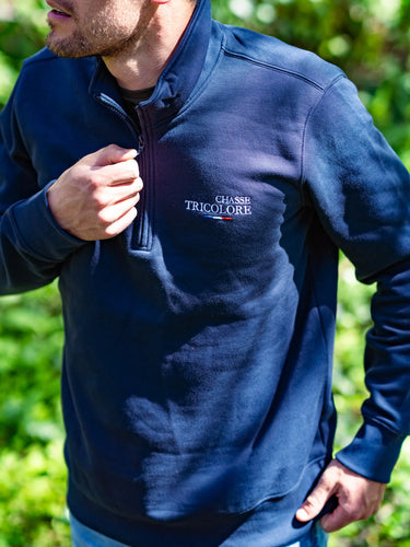 Sweat col zippé L'amour du chien - marine