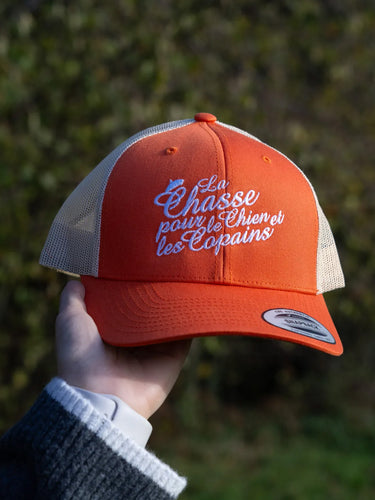 Casquette La chasse pour le chien et les copains - orange / beige