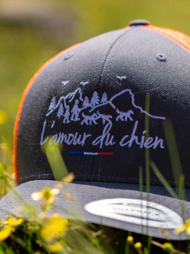 Casquette premium Amour du chien - orange fluo / gris