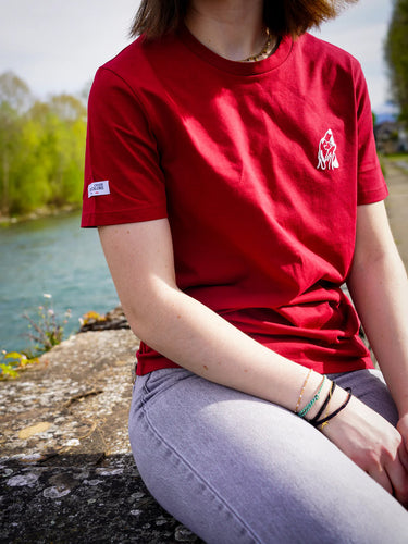 T-shirt unisexe Tête de chien - rouge foncé