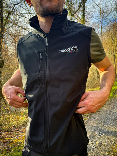 Softshell sans manches Chasse Tricolore - noir