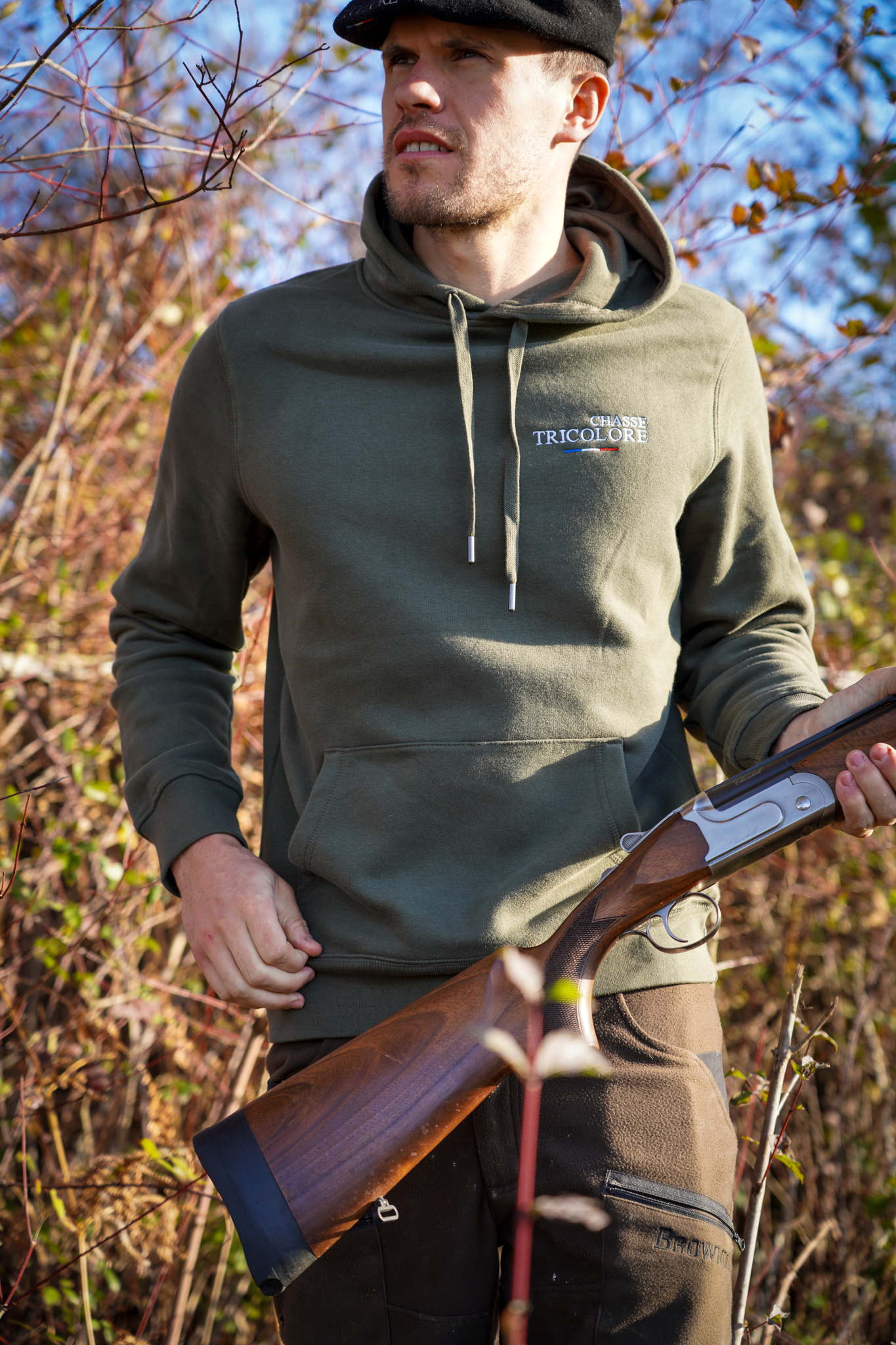 Pull De Chasse Enfant Tricolore Sweat à Capuche Kaki Chasse Tricolore